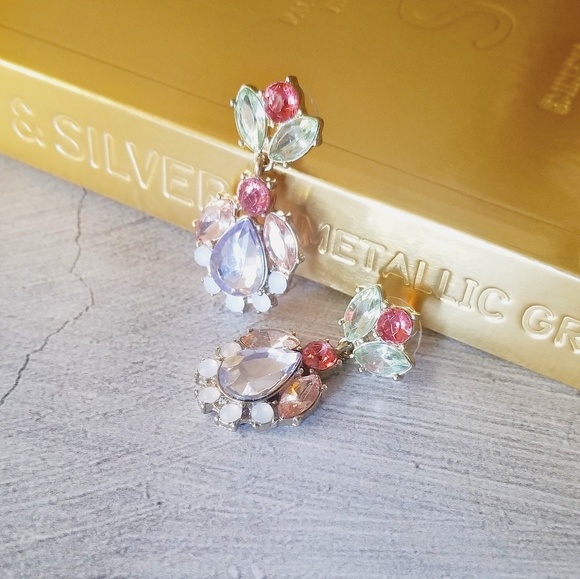 Anthropologie Jewelry - Anthropologie Floral Glass Statement Earrings